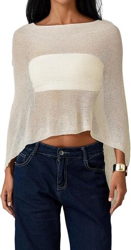 Summer Irregular Sheer Cover-ups for Women Sexy Knitted Tops Y2k Aesthetic Beach Vacation Going Out Clothes in Saudi Arabia