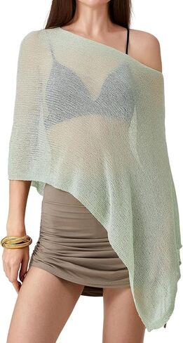 Summer Irregular Sheer Cover-ups for Women Sexy Knitted Tops Y2k Aesthetic Beach Vacation Going Out Clothes in Saudi Arabia