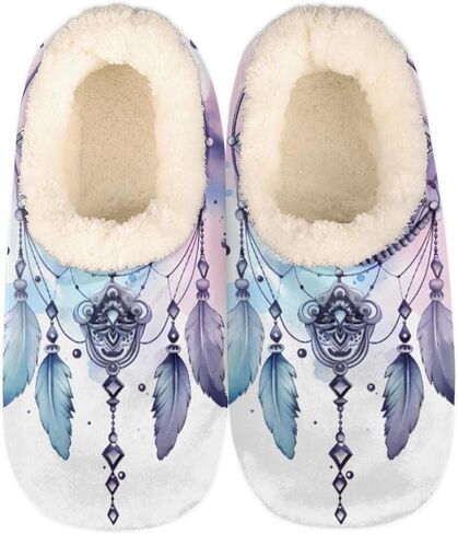 Pardick Fuzzy House Slippers for Women Men, Dream Catcher Anti-Slip Fleece Lined Shoes, Home Bedroom Indoor Slippers with Plush Lining, American Indian Symbol Warm Slippers in Kuwait