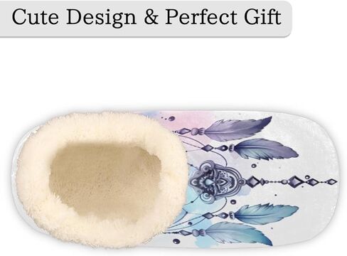 Pardick Fuzzy House Slippers for Women Men, Dream Catcher Anti-Slip Fleece Lined Shoes, Home Bedroom Indoor Slippers with Plush Lining, American Indian Symbol Warm Slippers in Kuwait
