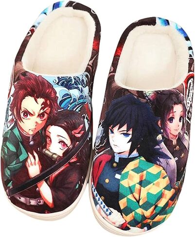 Anime Slippers Soft Plush Memory Foam House Slippers Men Women Winter Anti-slip Indoor Outdoor Slip on Shoes in Saudi Arabia