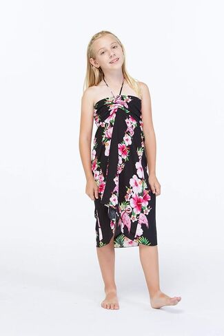 Hawaii Hangover Girls Group Performance Luau Party Hawaiian BFF Matching Dress Outfits in Hibiscus Vine Pink Black in Saudi Arabia