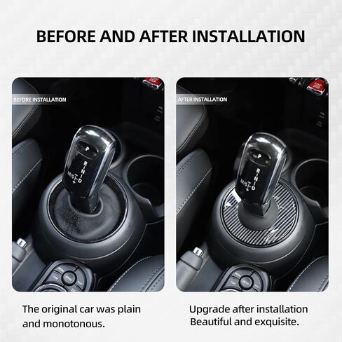Carbon Fiber Gear Shift Dust Cover Protector Car Interior Decoration Case for Mini Cooper 3rd Gen F Series 2019 2020 2021 2022 2023 (Imitation Carbon Fiber, 2019-2023 Years) in Saudi Arabia