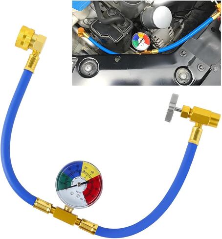 R134A Refrigerant Charge Hose Kit with Gauge, 1/2" Can Tap Recharging Hose with R134a Low Side Quick Coupler, Self-Sealing R134-a Refrigerant Recharge Kit for Vehicle A/C System in Saudi Arabia