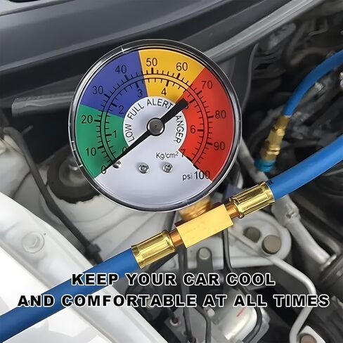 R134A Refrigerant Charge Hose Kit with Gauge, 1/2" Can Tap Recharging Hose with R134a Low Side Quick Coupler, Self-Sealing R134-a Refrigerant Recharge Kit for Vehicle A/C System in Saudi Arabia
