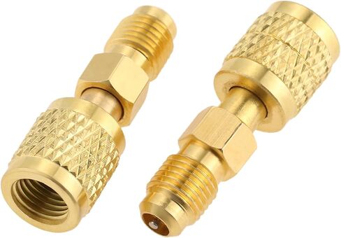 Mtsooning 2 Pcs R32 R454B Refrigerant Brass Adapter, 1/4" Female to 1/4" Male Reverse Thread, Low-Loss HVAC Quick Connect Fittings for R-454B/R-32 Tanks & Mini Split Systems in Saudi Arabia