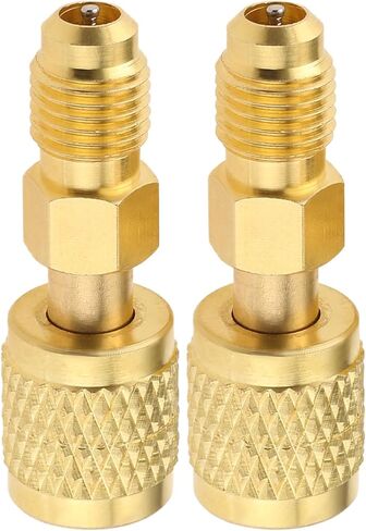 Mtsooning 2 Pcs R32 R454B Refrigerant Brass Adapter, 1/4" Female to 1/4" Male Reverse Thread, Low-Loss HVAC Quick Connect Fittings for R-454B/R-32 Tanks & Mini Split Systems in Saudi Arabia