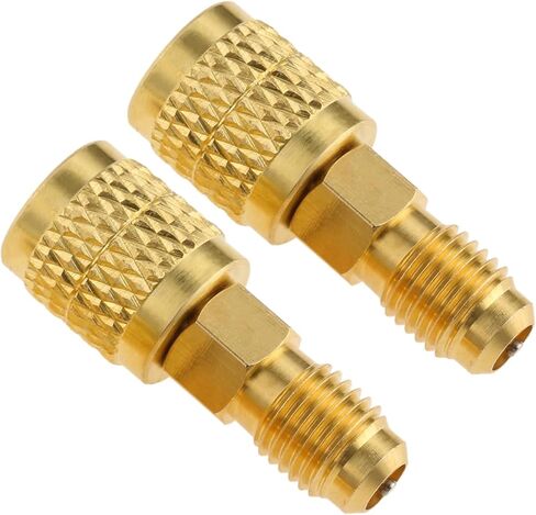 Mtsooning 2 Pcs R32 R454B Refrigerant Brass Adapter, 1/4" Female to 1/4" Male Reverse Thread, Low-Loss HVAC Quick Connect Fittings for R-454B/R-32 Tanks & Mini Split Systems in Saudi Arabia