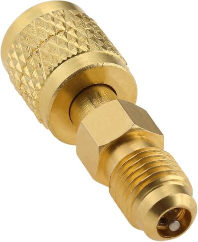 Mtsooning 2 Pcs R32 R454B Refrigerant Brass Adapter, 1/4" Female to 1/4" Male Reverse Thread, Low-Loss HVAC Quick Connect Fittings for R-454B/R-32 Tanks & Mini Split Systems in Saudi Arabia
