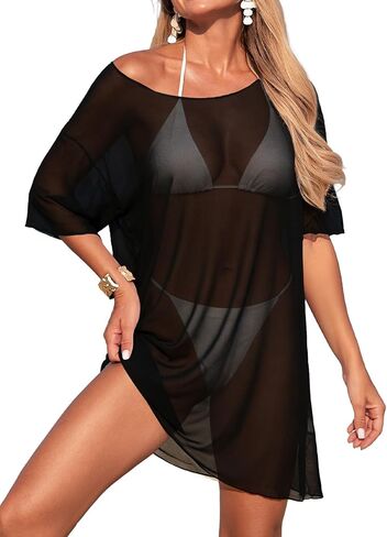 Herseas Bathing Suit Cover Up for Women Summer Dress Swimsuit Coverup Short Sleeve Beach Vacation Swimwear Sundresses in Saudi Arabia