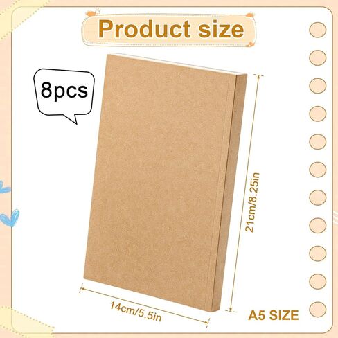 IANFAN 8 Pcs 5.5" x 8.25" Paper Hardcover Sketchbook Blank Notebook Bul, 128 Sheets/256 Pages (100gsm), Unlined A5 Size Acid Free Blank Drawing Sketch Books for Adult Office Travelers Journal Supplies in Saudi Arabia