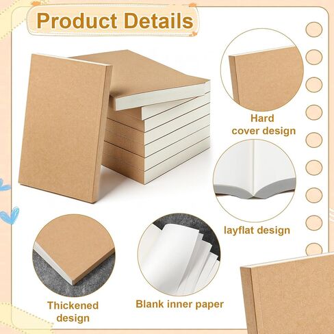IANFAN 8 Pcs 5.5" x 8.25" Paper Hardcover Sketchbook Blank Notebook Bul, 128 Sheets/256 Pages (100gsm), Unlined A5 Size Acid Free Blank Drawing Sketch Books for Adult Office Travelers Journal Supplies in Saudi Arabia