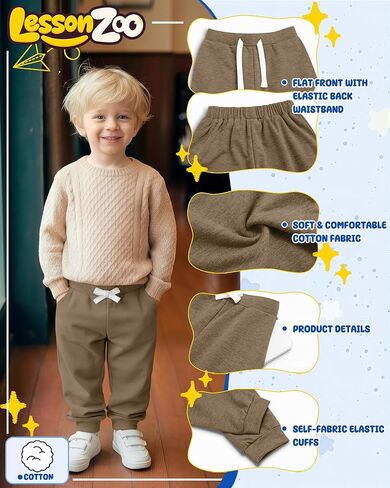 4 Pack Toddler Boys Sweatpants Elastic Waist Drawstring Joggers with Side Pockets Tapered Pants for Kids in Saudi Arabia