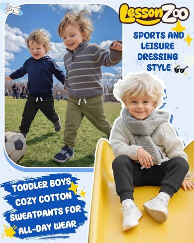 4 Pack Toddler Boys Sweatpants Elastic Waist Drawstring Joggers with Side Pockets Tapered Pants for Kids in Saudi Arabia