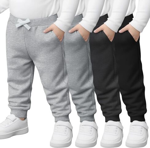4 Pack Toddler Boys Sweatpants Elastic Waist Drawstring Joggers with Side Pockets Tapered Pants for Kids in Saudi Arabia