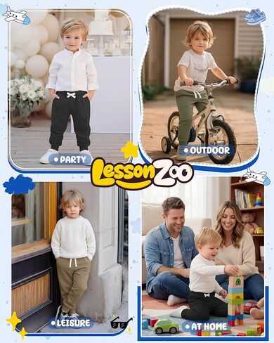 4 Pack Toddler Boys Sweatpants Elastic Waist Drawstring Joggers with Side Pockets Tapered Pants for Kids in Saudi Arabia