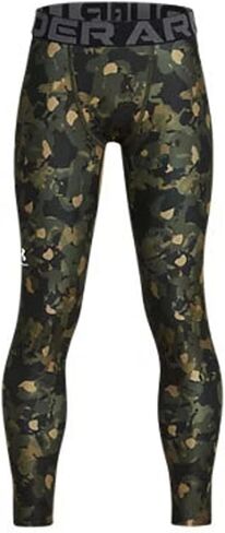 Under Armour - Boys HeatGear Armour Printed Leggings, Color Marine Od Green (390), Size: Large in Saudi Arabia