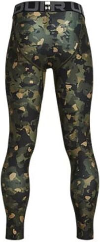Under Armour - Boys HeatGear Armour Printed Leggings, Color Marine Od Green (390), Size: Large in Saudi Arabia