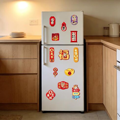 24PCS Chinese New Year Refrigerator Door Sticker 2026,New Year Decoration Horse Refrigerator Magnets,Horse Lunar Metal Door Decorations for Home Decoration Mailbox Car Locker Cabinets in Saudi Arabia