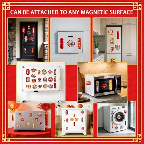 24PCS Chinese New Year Refrigerator Door Sticker 2026,New Year Decoration Horse Refrigerator Magnets,Horse Lunar Metal Door Decorations for Home Decoration Mailbox Car Locker Cabinets in Saudi Arabia