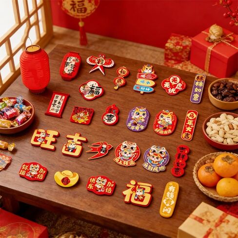 24PCS Chinese New Year Refrigerator Door Sticker 2026,New Year Decoration Horse Refrigerator Magnets,Horse Lunar Metal Door Decorations for Home Decoration Mailbox Car Locker Cabinets in Saudi Arabia