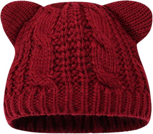 Therian Stuff Funny Cat Beanie with Ears Animal Crochet Hat Y2k Grunge Emo Accessories in Kuwait