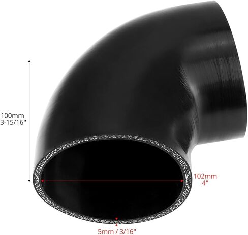 QWORK 90 Degree Elbow Silicone Hose, 4" ID 4-Ply Reinforced Silicone Hose for Turbo, Intercooler and Intake, 4" Long in Saudi Arabia