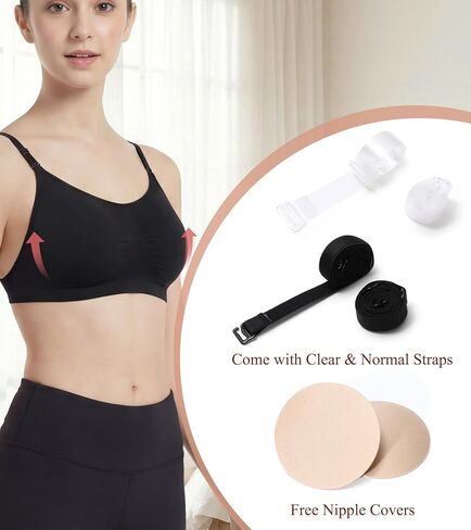 Clear Strap Invisible Bra Multi-Way Scoop Neck Ballet Bra Seamless Backless Bralette Light Support Comfortable in Saudi Arabia