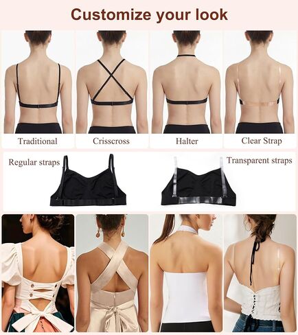 Clear Strap Invisible Bra Multi-Way Scoop Neck Ballet Bra Seamless Backless Bralette Light Support Comfortable in Saudi Arabia