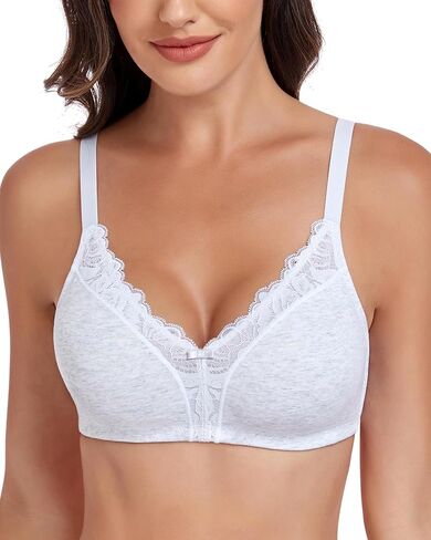 Lemorosy Women's Unpadded Cotton Wirefree Double Support Everyday Bra - All Day Comfort in Saudi Arabia