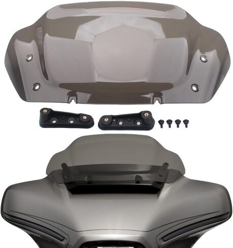 زجاج أمامي مموج 8 بوصة مع دعامة تثبيت يناسب موديلات Harley CVO Street Glide 2023-2025 FLHXSE، 2024-2025 FLHX (دخان) in Kuwait