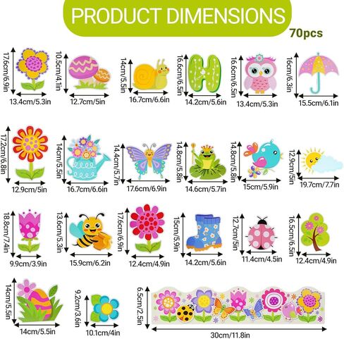 Sucrain 70 Pcs Hello Spring Bulletin Board Decorations Spring Floral Plants Paper Cut Outs Bulletin Board Set for School Classroom Game Party Supplies in Saudi Arabia