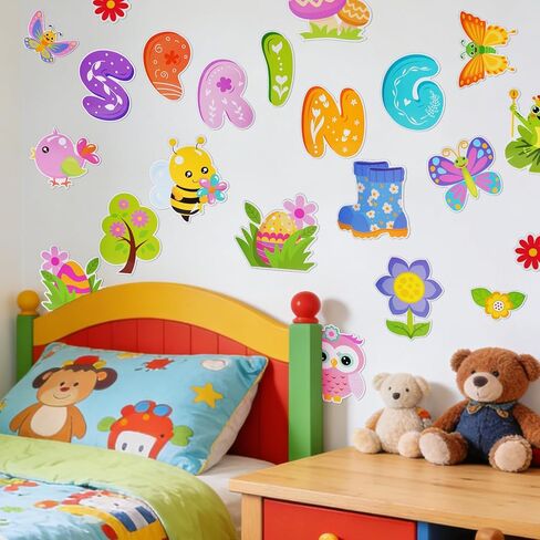 Sucrain 70 Pcs Hello Spring Bulletin Board Decorations Spring Floral Plants Paper Cut Outs Bulletin Board Set for School Classroom Game Party Supplies in Saudi Arabia
