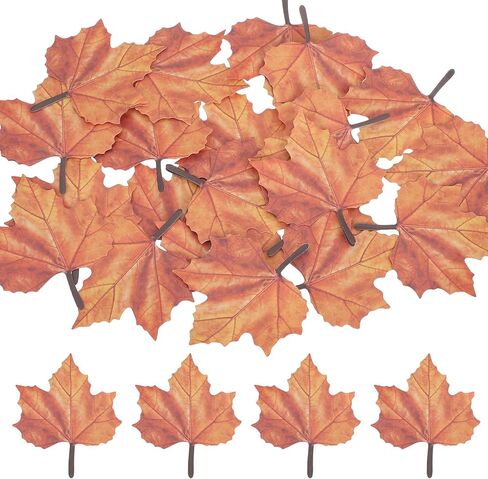 MECCANIXITY 50 Pack Artificial Maple Leaves Fall Leave Cutouts Stickers Thanksgiving Day Autumn Leaf Decorate Green with Glue 2.8x3.3 Inch for Wedding Thanksgiving Parties Crafts in Saudi Arabia