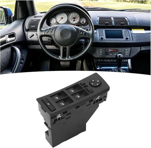 مفتاح نافذة كهربائي رئيسي 61316962506 زر مفتاح نافذة كهربائي أمامي يسار متوافق مع BMW X5 E53 2001-2006 L6 3.0L in Kuwait
