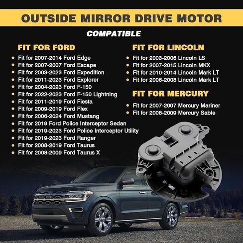 Outside Mirror Drive Motor Compatible with 2006-2019 Ford F-150 Escape Expedition Fiesta Flex Mustang Ranger Taurus Lincoln LS MKX Mark LT Mercury Mariner, Replacement for 924-400, 6U5Z-17D696-C in Saudi Arabia