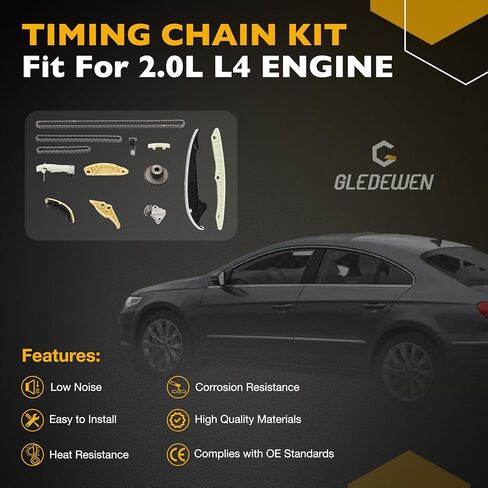 2.0 Engine Timing Chain Kit with Sprocket, Compatible with 2008-2015 Audi A3 A4 A5 A6 TT Allroad Volkswagen GTI Passat CC, Replaces 06H105209AT 06H105209AQ, Fit for DOHC L4 2.0L Engine in Saudi Arabia