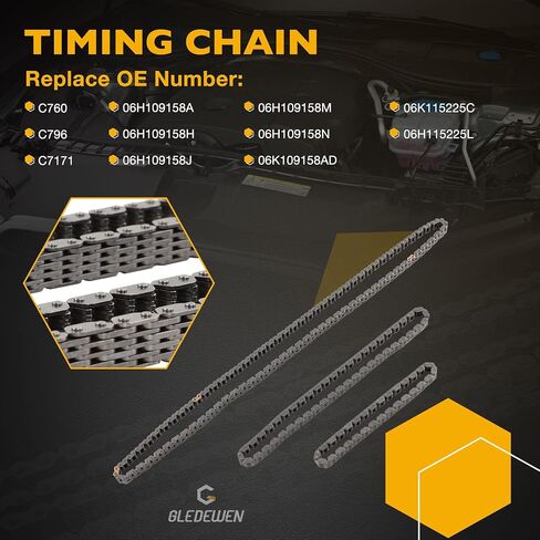 2.0 Engine Timing Chain Kit with Sprocket, Compatible with 2008-2015 Audi A3 A4 A5 A6 TT Allroad Volkswagen GTI Passat CC, Replaces 06H105209AT 06H105209AQ, Fit for DOHC L4 2.0L Engine in Saudi Arabia