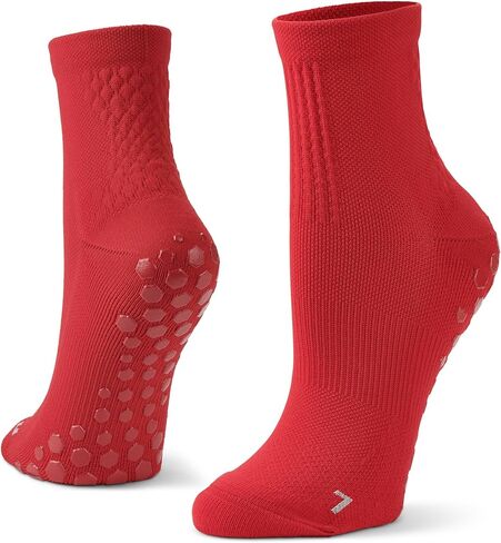 Sof Sole Gripper Socks, Non-slip Athletic Design with Hydrologix Moisture Control, Arch Support, Heel/Toe Cushioning, and Durable Nylon for Cleats, Training, Sports, Red, Women's 10-13/Men's 8-12.5 in Saudi Arabia