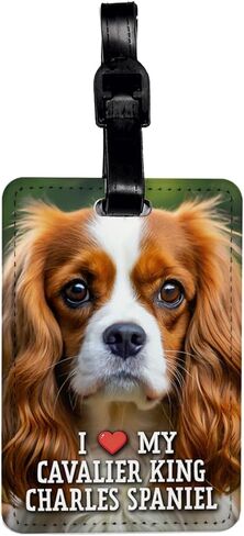 I Love My Cavalier King Charles Spaniel Dog Heart Travel Faux Leather Luggage Tag in Saudi Arabia