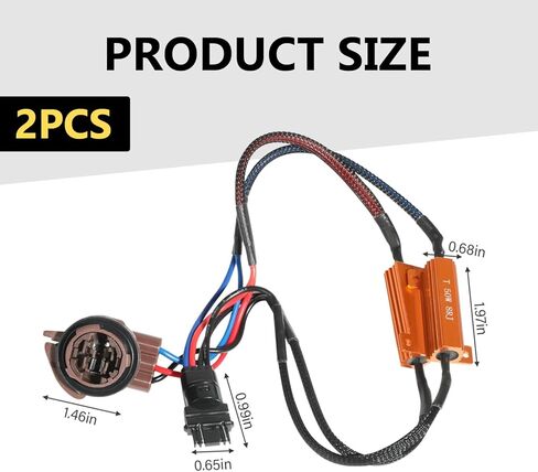 2 PCS Car Bulb Resistor Kit, 50 W 12 V Anti-flicker Brake Light Resistor, T20 3157 3157A 4157 Flashing Error Code Fix Warning Canceller, for Most Cars Suvs (Multicolored) in Saudi Arabia