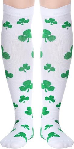 choyaxo St. Patrick's Day Socks Shamrock Socks Knee High Sock for Women Men Costume Festival Party in Saudi Arabia