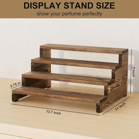 ZUJJAFY منظم كولونيا للرجال، حامل كولونيا خشبي من 4 طبقات رف عطر للرجال، حامل عرض خشبي متدرج للعطور، كب كيك، شخصيات، حلوى in Kuwait