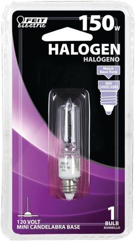Feit Electric BPQ150/CL/MC/RP 150-Watt Mini Candelabra Base Clear Halogen in Saudi Arabia