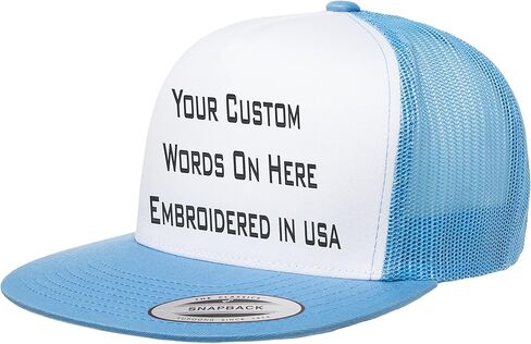 Custom Trucker Flatbill Hat YP 6006 Embroidered Your Text Snapback in Saudi Arabia
