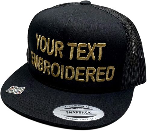 Custom Trucker Flatbill Hat YP 6006 Embroidered Your Text Snapback in Saudi Arabia