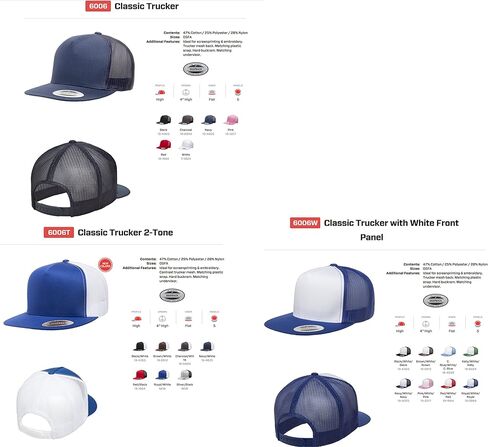 Custom Trucker Flatbill Hat YP 6006 Embroidered Your Text Snapback in Saudi Arabia
