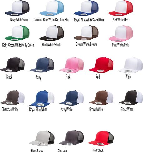 Custom Trucker Flatbill Hat YP 6006 Embroidered Your Text Snapback in Saudi Arabia