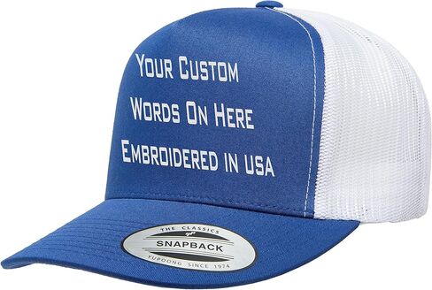 Custom Trucker Flatbill Hat YP 6006 Embroidered Your Text Snapback in Saudi Arabia