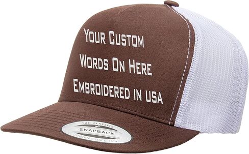 Custom Trucker Flatbill Hat YP 6006 Embroidered Your Text Snapback in Saudi Arabia